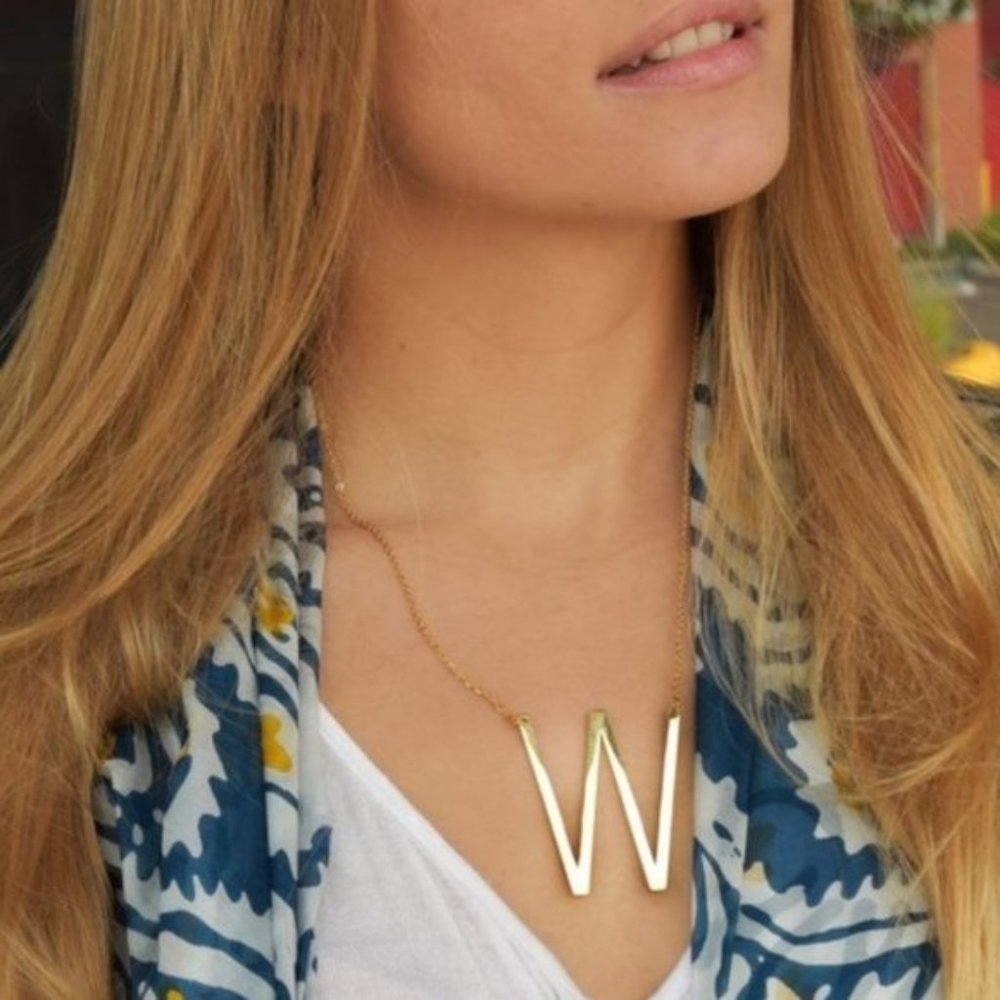 FP Jewelry Letter W Necklace 14kt Goldplated Never Tarnish Hypoallergenic